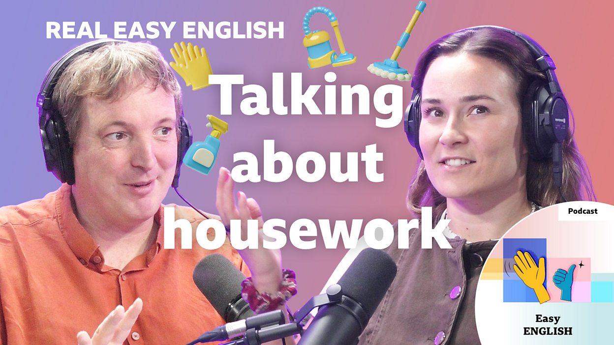 کاور اپیزود Talking about housework از Real Easy English